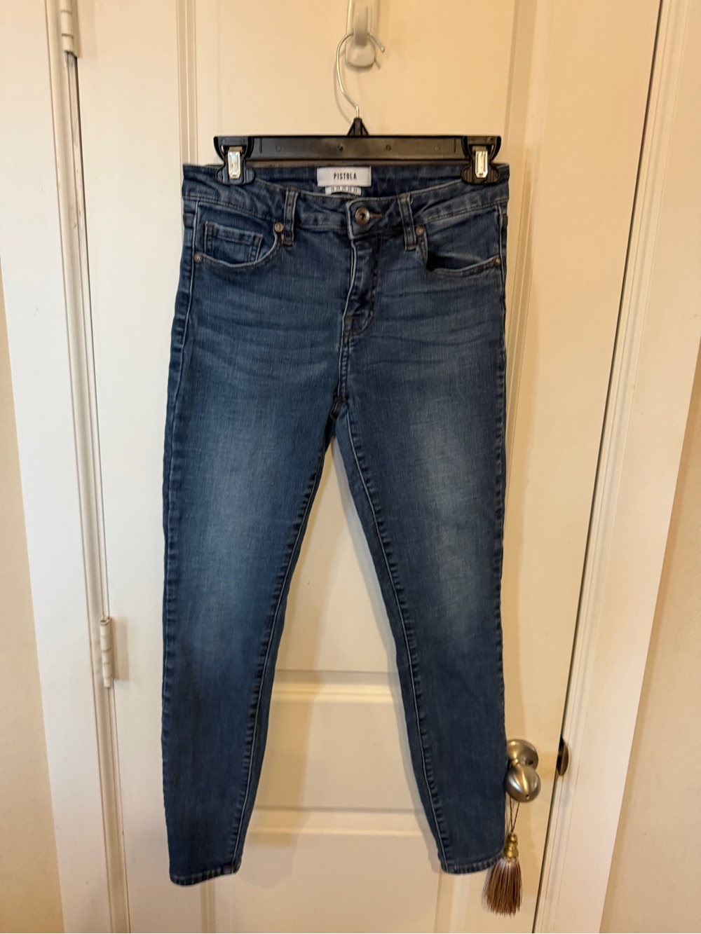 pistola Dark-Mid Blue High-Rise Skinny Jeans